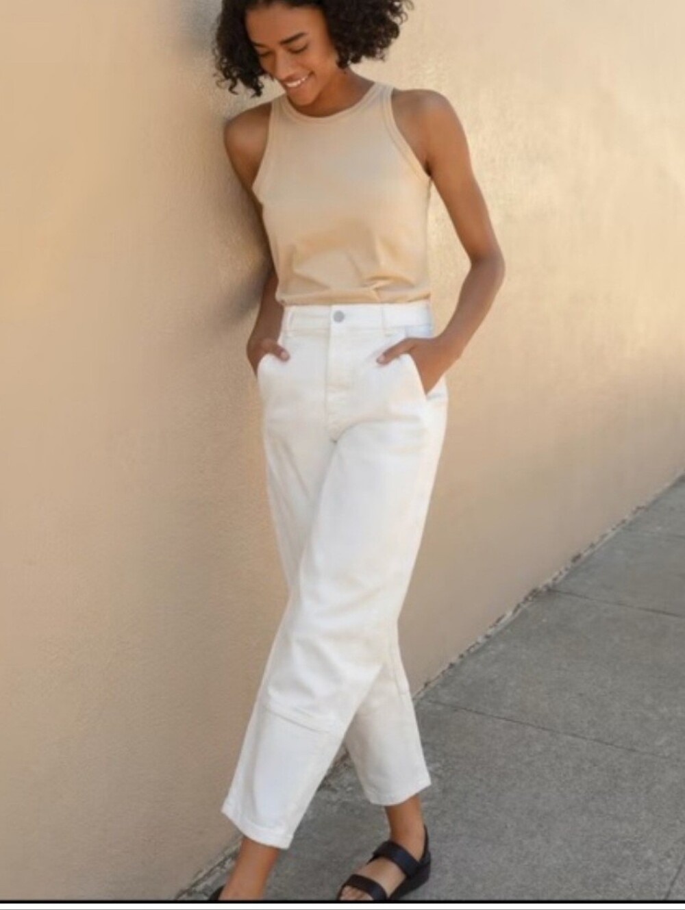 ​Everlane White Utility Barrel Pant Size 4 High Rise Balloon Lantern Curved Leg